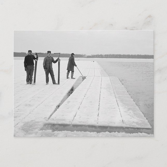 Postal Cosechando bloques de hielo, 1906 (Anverso)