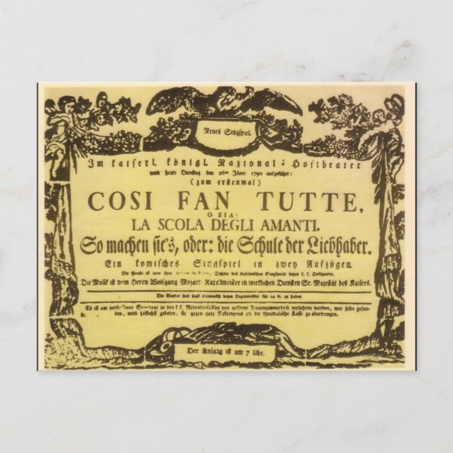 Postal Così Fan Tutte Playbill (Mozart) (Anverso)