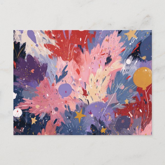 Postal Cosmic Party Abstract Explosion (Anverso)