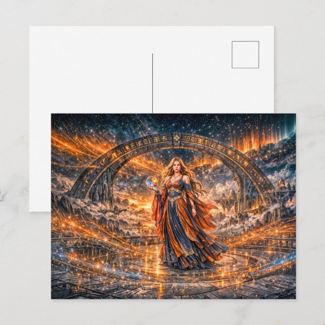 Postal Cosmic Sorceress – Fantasy Postcard (Anverso / Reverso)