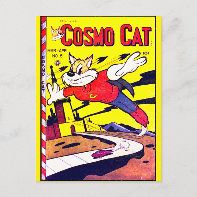 Postal Cosmo Cat No. 5, Funny portada de historietas de é (Anverso)