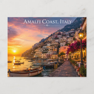 Postal Costa Amalfitana Italia Atardecer Viajes