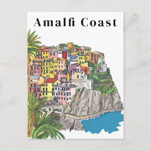 Postal Costa Amalfitana Italia Pueblo Mediterráneo