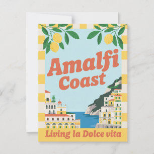 Postal Costa Amalfitana Italia Retro Viviendo la Dolce Vi