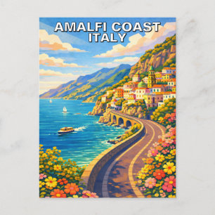 Postal Costa Amalfitana Italia Riviera Vintage Viajes
