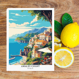 Postal Costa Amalfitana Italia Viaje Retro