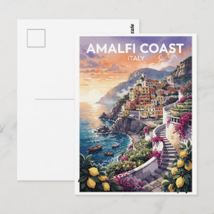 Postal Costa Amalfitana Italia Viajes Antiguos