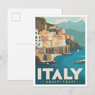 Postal Costa Amalfitana Italia Viajes Antiguos 