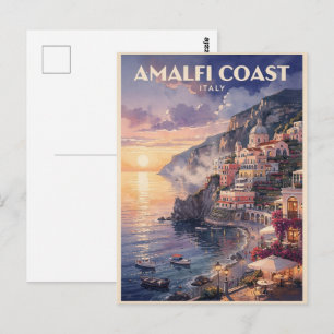 Postal Costa Amalfitana Italia Viajes Antiguos