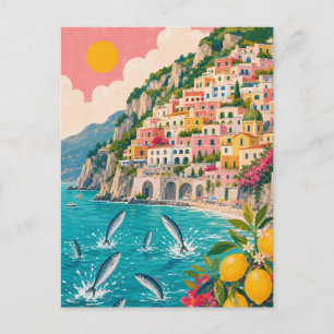 Postal Costa Amalfitana Limón Mediterráneo Italiano Sardi