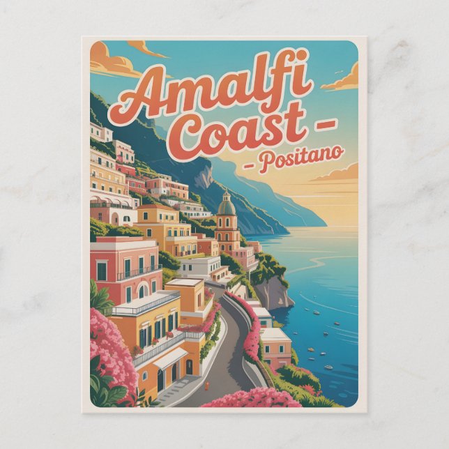 Postal Costa Amalfitana Positano Vintage (Anverso)