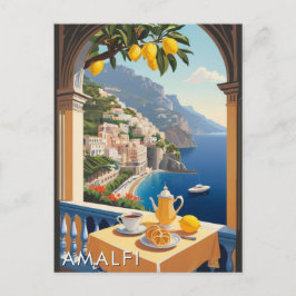 Postal Costa Amalfitana Romántico Paisaje Balcón Viaje Re