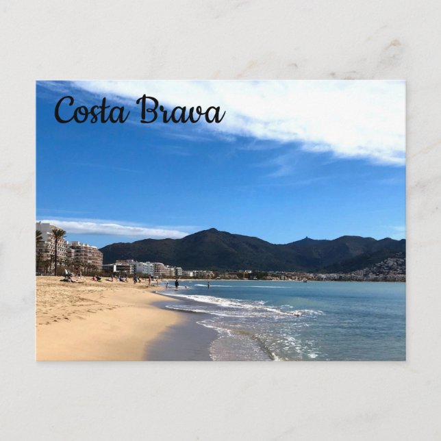 Postal Costa Brava, España - Fotografía de playa (Anverso)