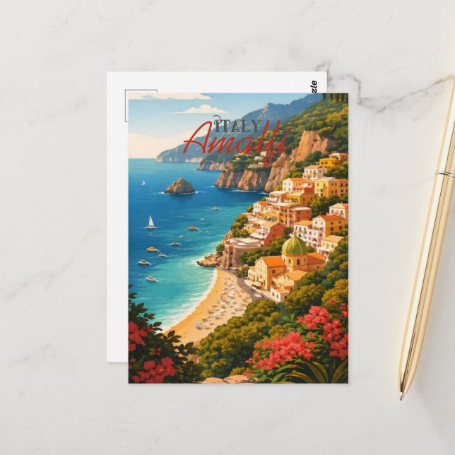 Postal Costa de Amalfi Italia (Anverso/Reverso In Situ)