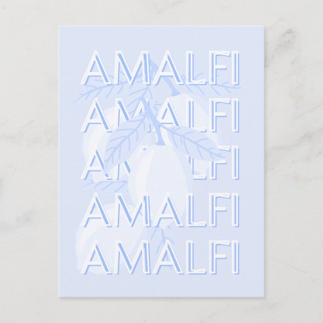 Postal Costa de Amalfi, Italia, arte de viajes, Preppy, A (Anverso)