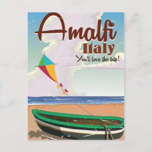 Postal costa de Amalfi Italia cartel de viaje vintage imp
