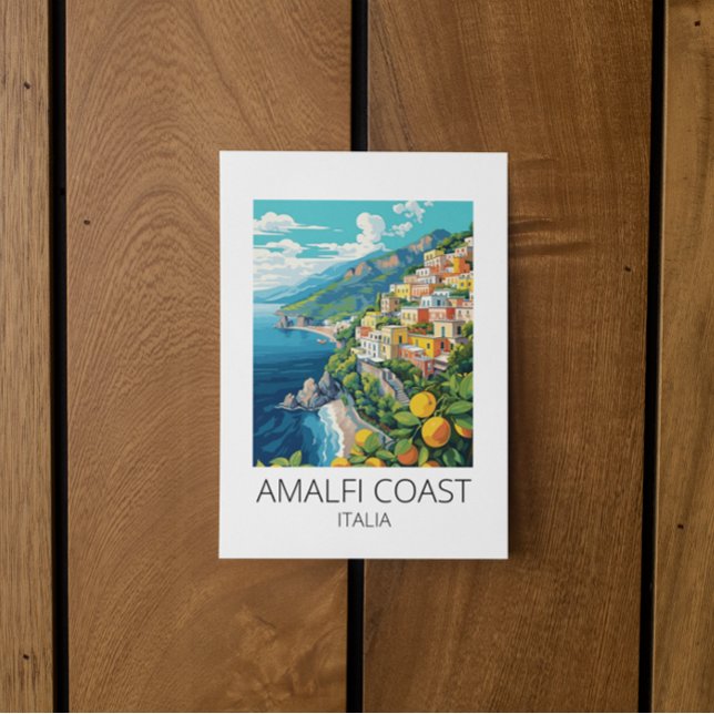 Postal Costa de Amalfi Italia Viaje de Vintage (beautiful amalfi coast italy postcard)