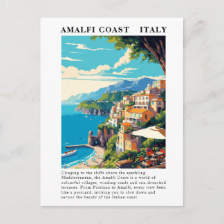 Postal Costa de Amalfi Italia Viaje Vintage