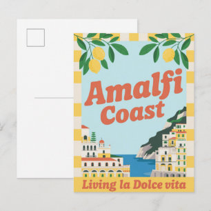 Postal Costa de Amalfi Italia Viajes Antiguos