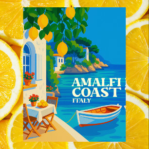 Postal Costa de Amalfi Italia Viajes Vintage Mediterráneo
