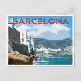 Postal Costa de Barcelona, estilo de viaje vintage de Esp