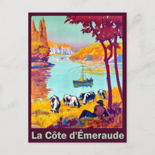 Postal Costa de Bretaña, Francia, viaje vintage