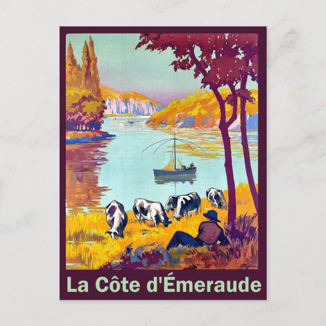 Postal Costa de Bretaña, Francia, viaje vintage (Anverso)