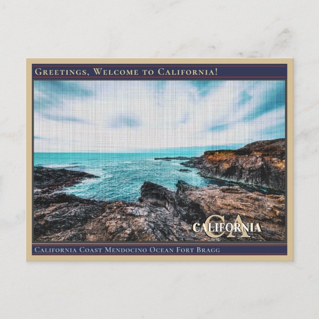Postal Costa de California Mendocino Océano Fort Bragg (Anverso)