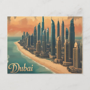 Postal Costa de Dubái Viaje Vintage