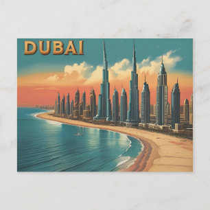 Postal Costa de Dubái Viaje Vintage