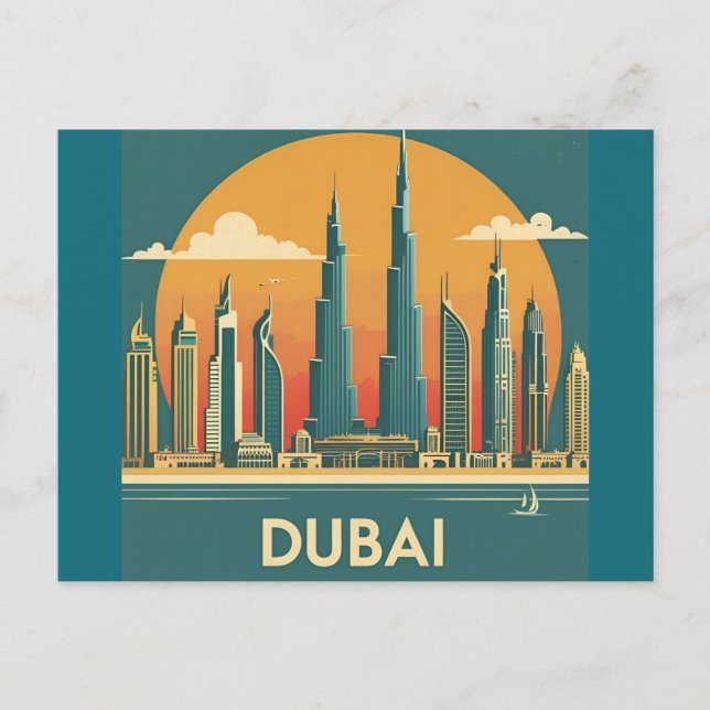 Postal Costa de Dubái Viaje Vintage (Anverso)