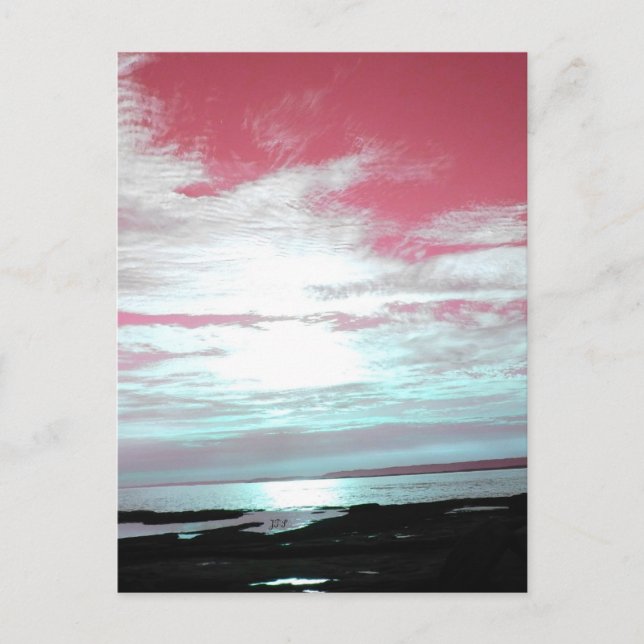 Postal Costa de Labrador: Cielos rosas y playa (Anverso)