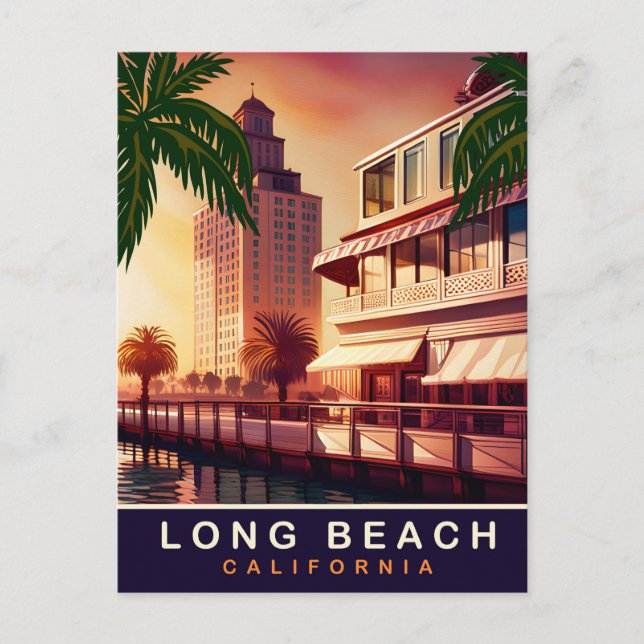 Postal Costa de Long Beach, California, Viajes  (Anverso)
