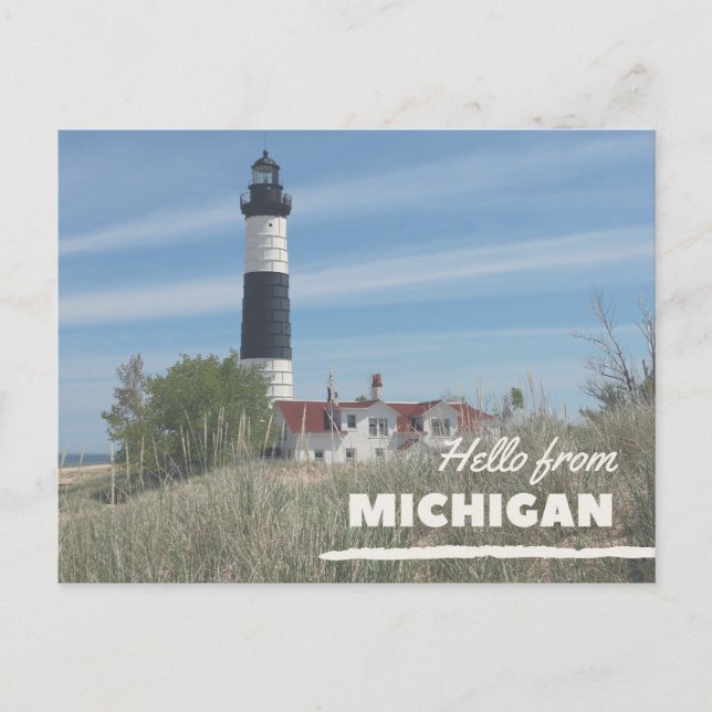 Postal Costa de Michigan con faro (Anverso)