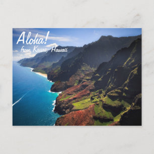 Postal Costa de Na Pali en la isla de Kauai, Hawaii