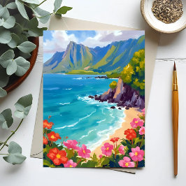 Postal Costa de Na Pali Kauai Hawaii Pintura de la costa
