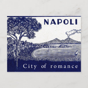 Postal costa de Nápoles, Italia, ciudad, romance, volcán