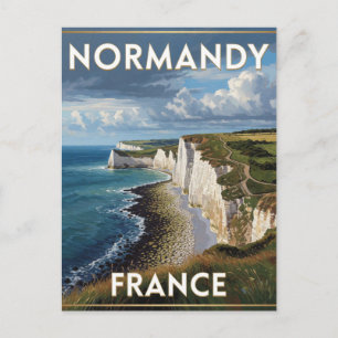 Postal Costa de Normandía Francia Paisaje Atlántico Dramá