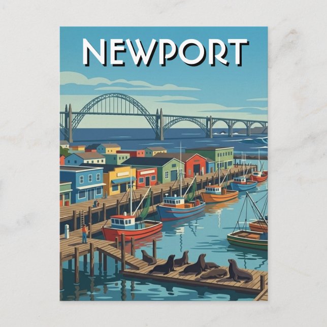 Postal Costa de Oregón Newport (Anverso)