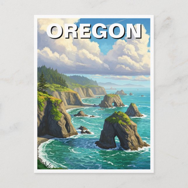 Postal Costa de Oregon Travel (Anverso)