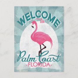 Postal Costa de Palm Florida Flamingo Rosado Retro