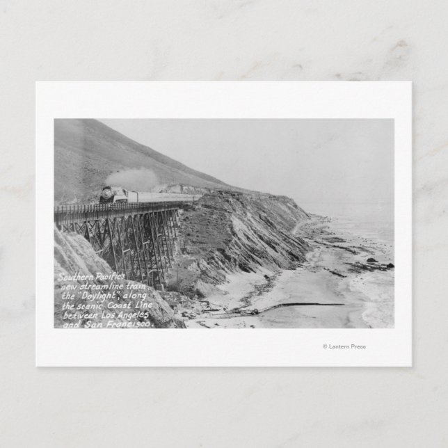 Postal Costa de Tren de Luz de Día del Pacífico Sur (Anverso)