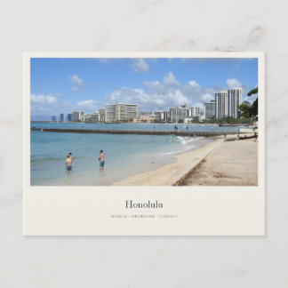 Postal Costa de Waikiki y frente marítimo de Honolulu