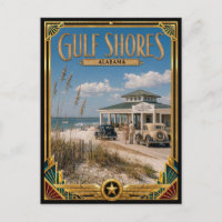 Costa del Golfo Alabama Arte Deco Vintage Edad Dor