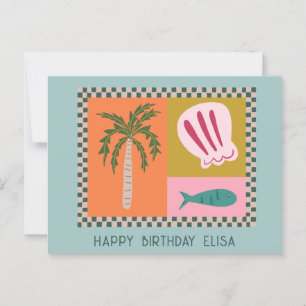 Postal Costa del mar FELIZ CUMPLEAÑOS Moderno Lindo Nombr