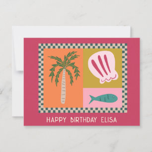 Postal Costa del mar FELIZ CUMPLEAÑOS Moderno Lindo Nombr