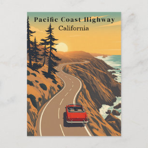 Postal Costa del Pacífico Carretera California Costa Retr