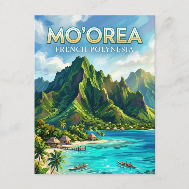 Postal Costa Norte de Mo'orea Polinesia Francesa (Anverso)