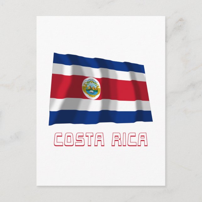 Postal Costa Rica ondeando bandera con nombre (Anverso)