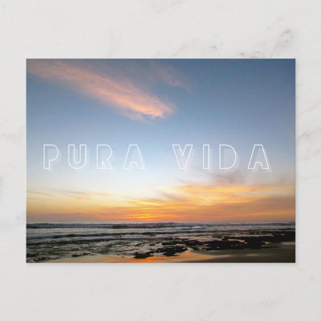 Postal Costa Rica Pura Vida Beach Sunset Postcard (Anverso)